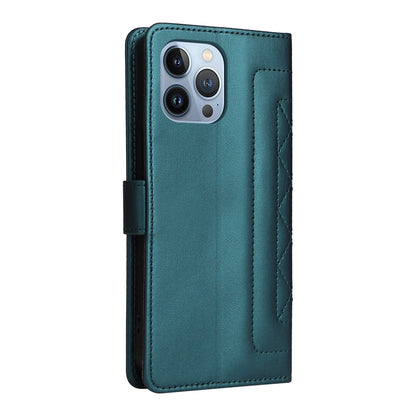 iPhone 13 Pro Max Diamond Lattice Leather Flip Phone Case - Durable and Convenient Holder with Precision Cutouts
