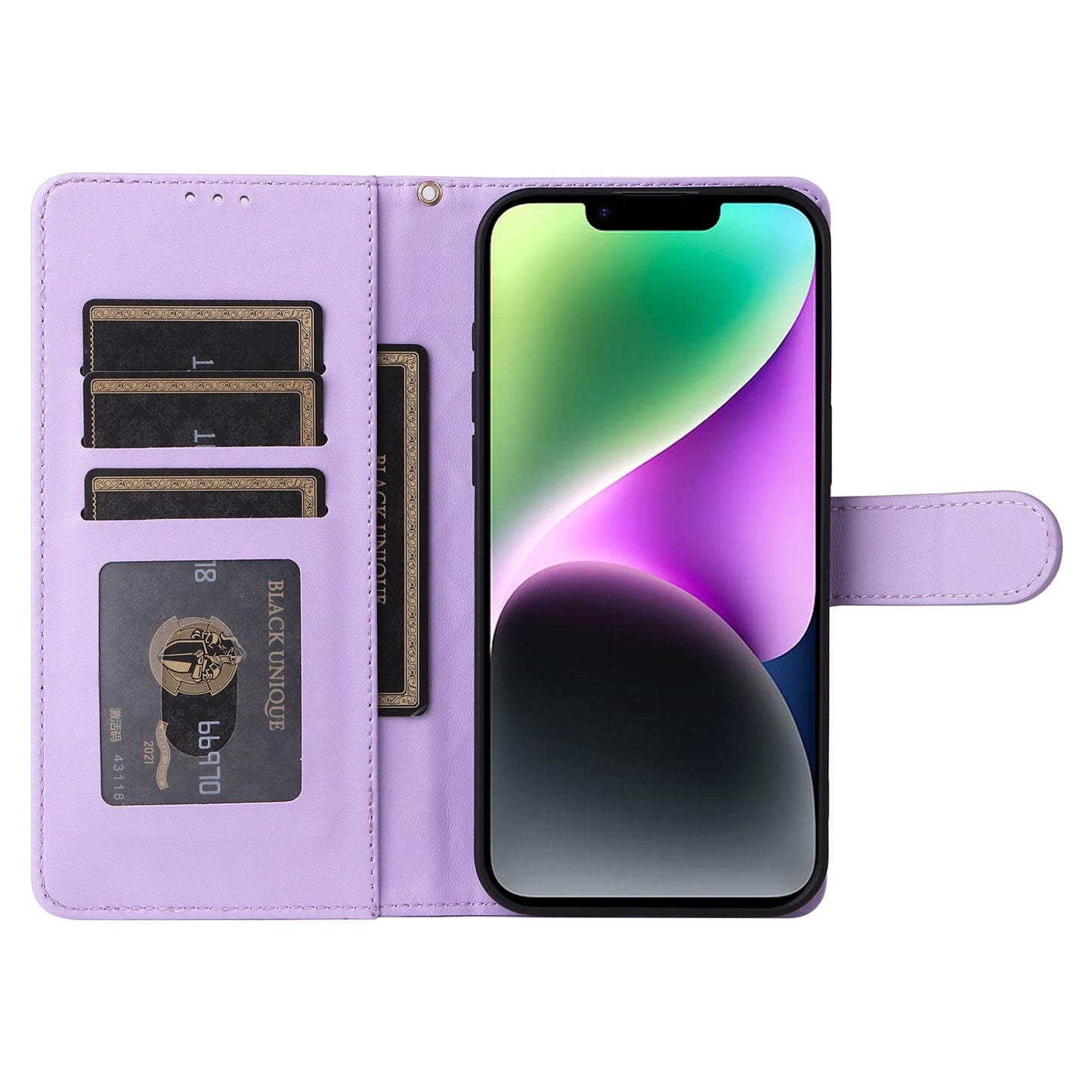 iPhone 14 Diamond Lattice Leather Flip Phone Case - Durable and Convenient Holder with Precision Cutouts