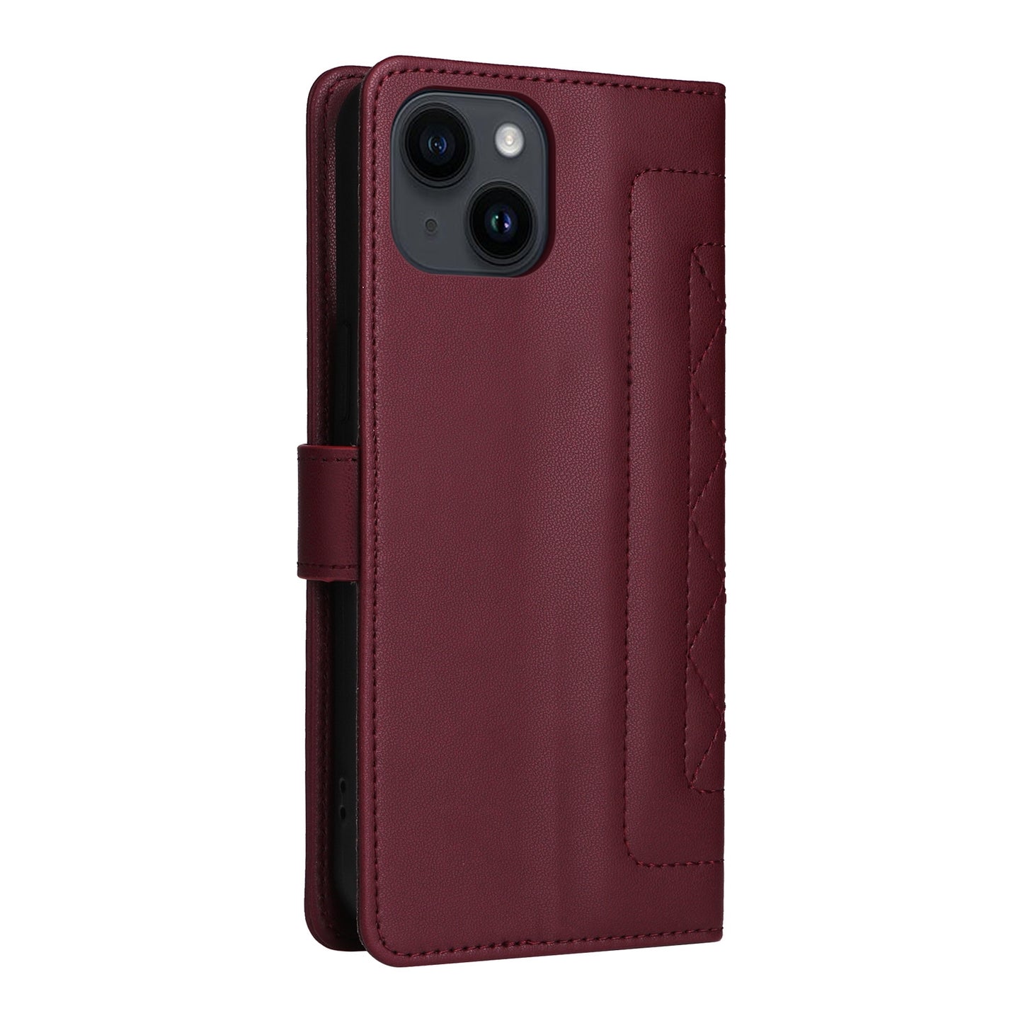 iPhone 14 Diamond Lattice Leather Flip Phone Case - Durable and Convenient Holder with Precision Cutouts