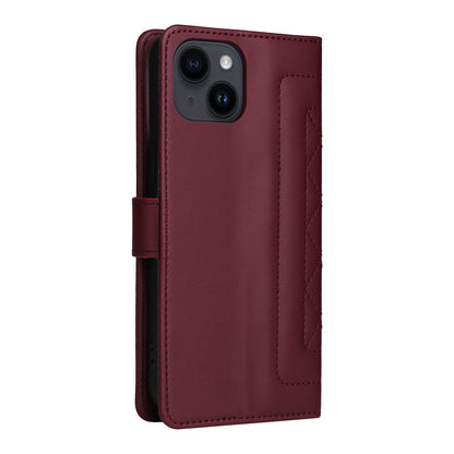 iPhone 14 Diamond Lattice Leather Flip Phone Case - Durable and Convenient Holder with Precision Cutouts