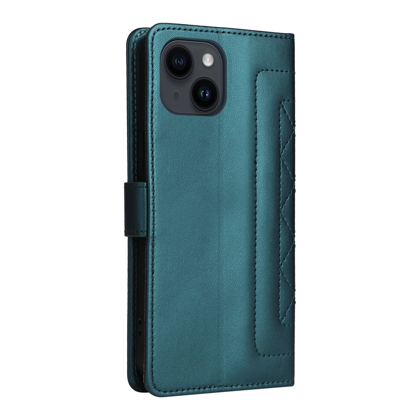 iPhone 14 Diamond Lattice Leather Flip Phone Case - Durable and Convenient Holder with Precision Cutouts