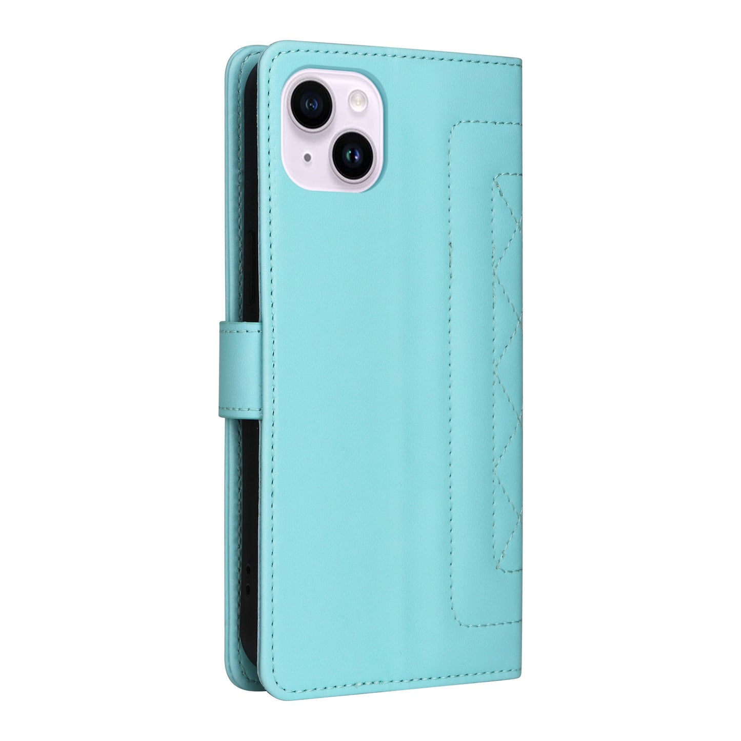 iPhone 14 Plus Diamond Lattice Leather Flip Phone Case - Durable and Convenient Holder with Precision Cutouts
