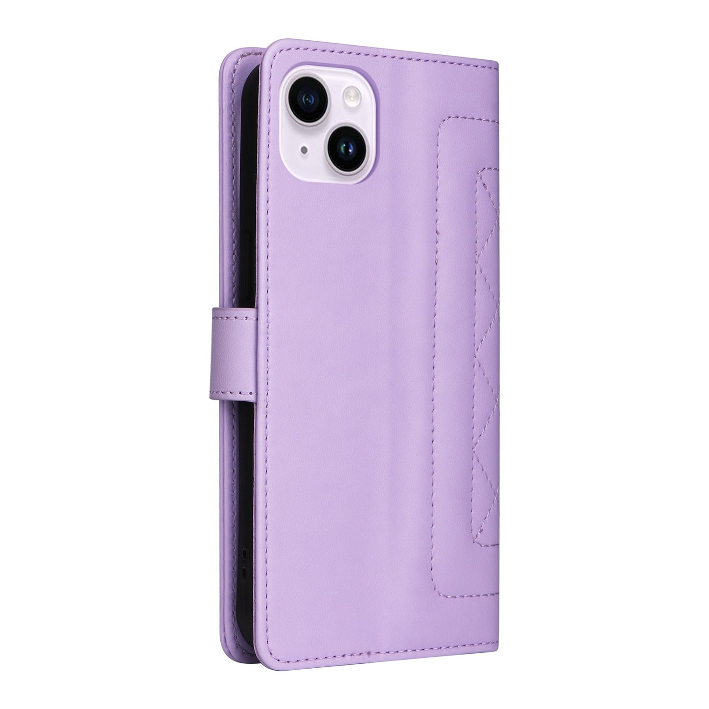 iPhone 14 Plus Diamond Lattice Leather Flip Phone Case - Durable and Convenient Holder with Precision Cutouts