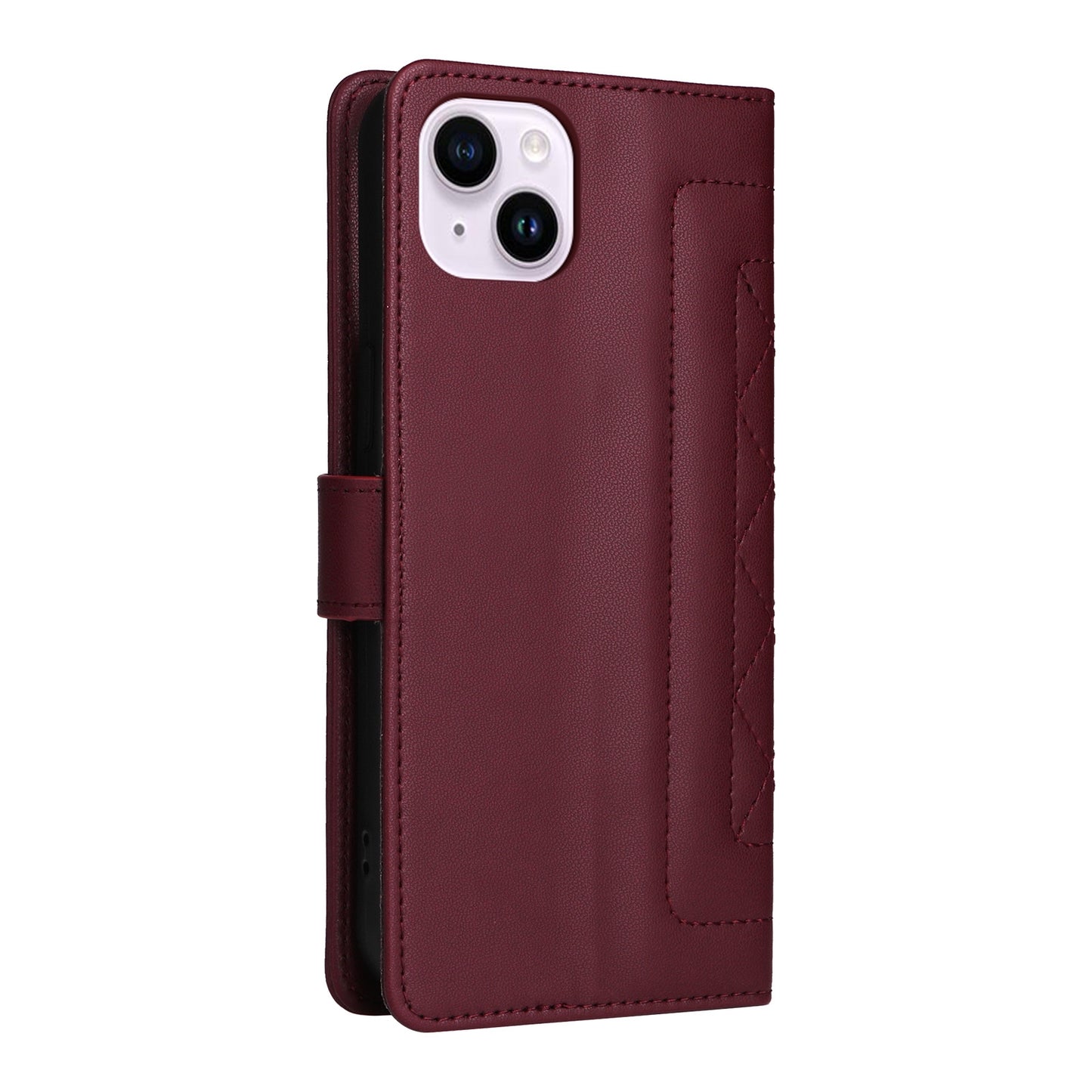 iPhone 14 Plus Diamond Lattice Leather Flip Phone Case - Durable and Convenient Holder with Precision Cutouts