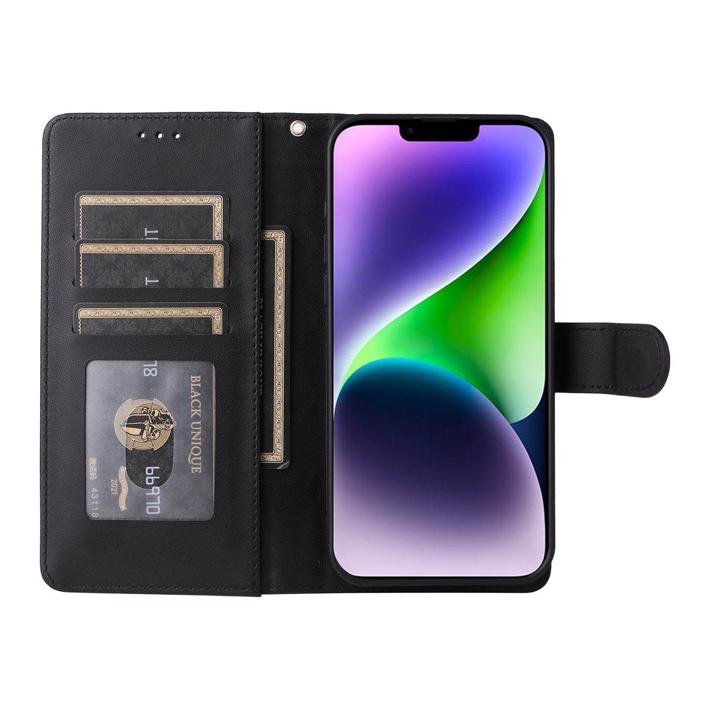 iPhone 14 Plus Diamond Lattice Leather Flip Phone Case - Durable and Convenient Holder with Precision Cutouts