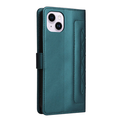 iPhone 14 Plus Diamond Lattice Leather Flip Phone Case - Durable and Convenient Holder with Precision Cutouts