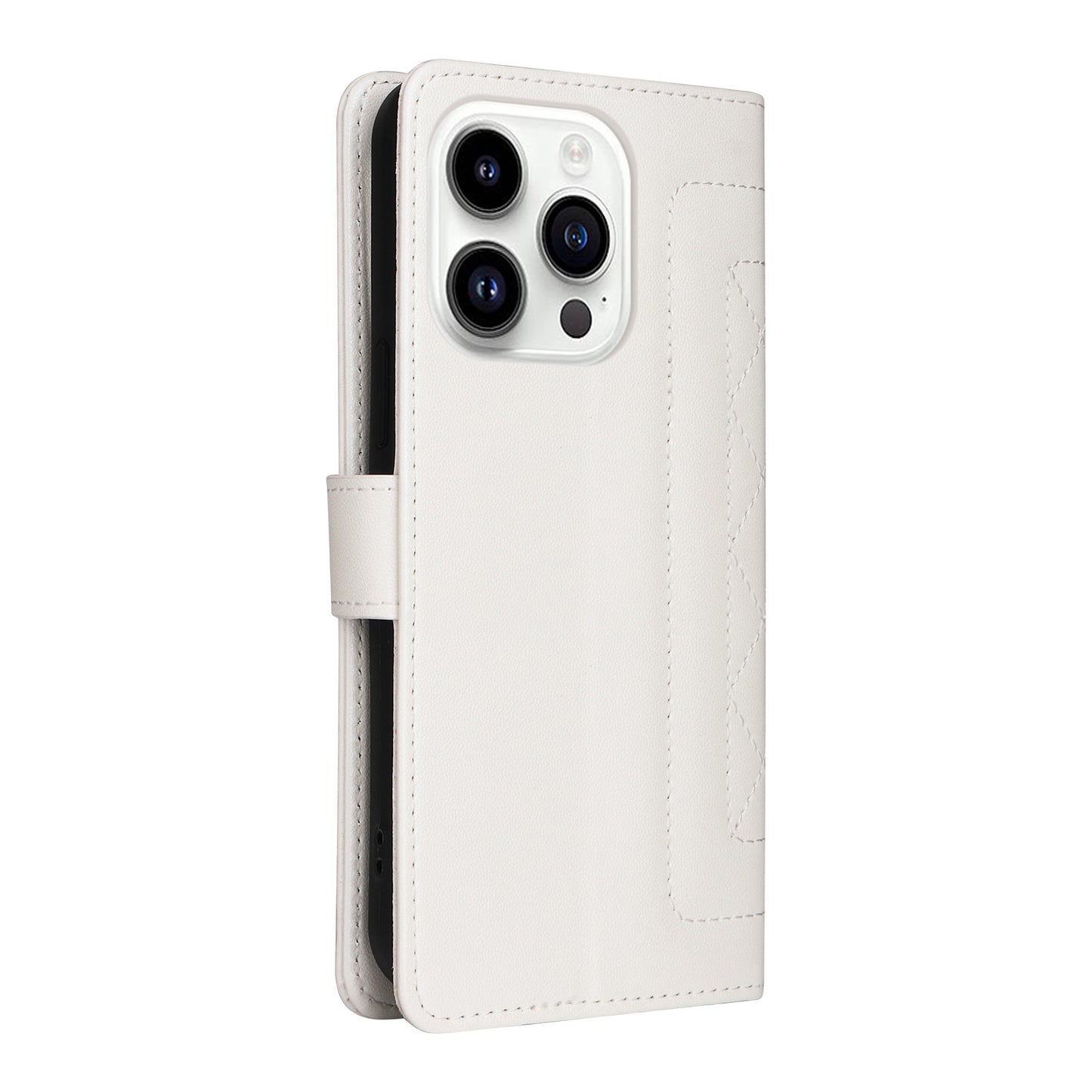 iPhone 14 Pro Diamond Lattice Leather Flip Phone Case - Durable and Convenient Holder with Precision Cutouts