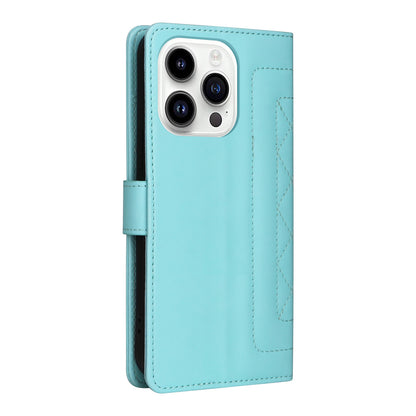 iPhone 14 Pro Diamond Lattice Leather Flip Phone Case - Durable and Convenient Holder with Precision Cutouts