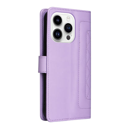 iPhone 14 Pro Diamond Lattice Leather Flip Phone Case - Durable and Convenient Holder with Precision Cutouts