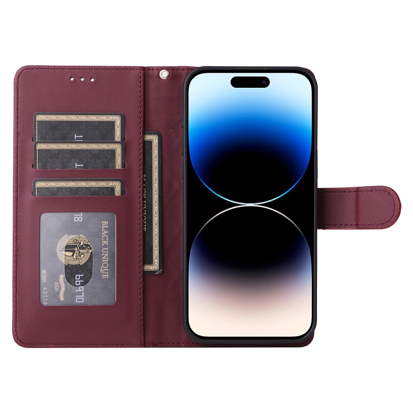 iPhone 14 Pro Diamond Lattice Leather Flip Phone Case - Durable and Convenient Holder with Precision Cutouts