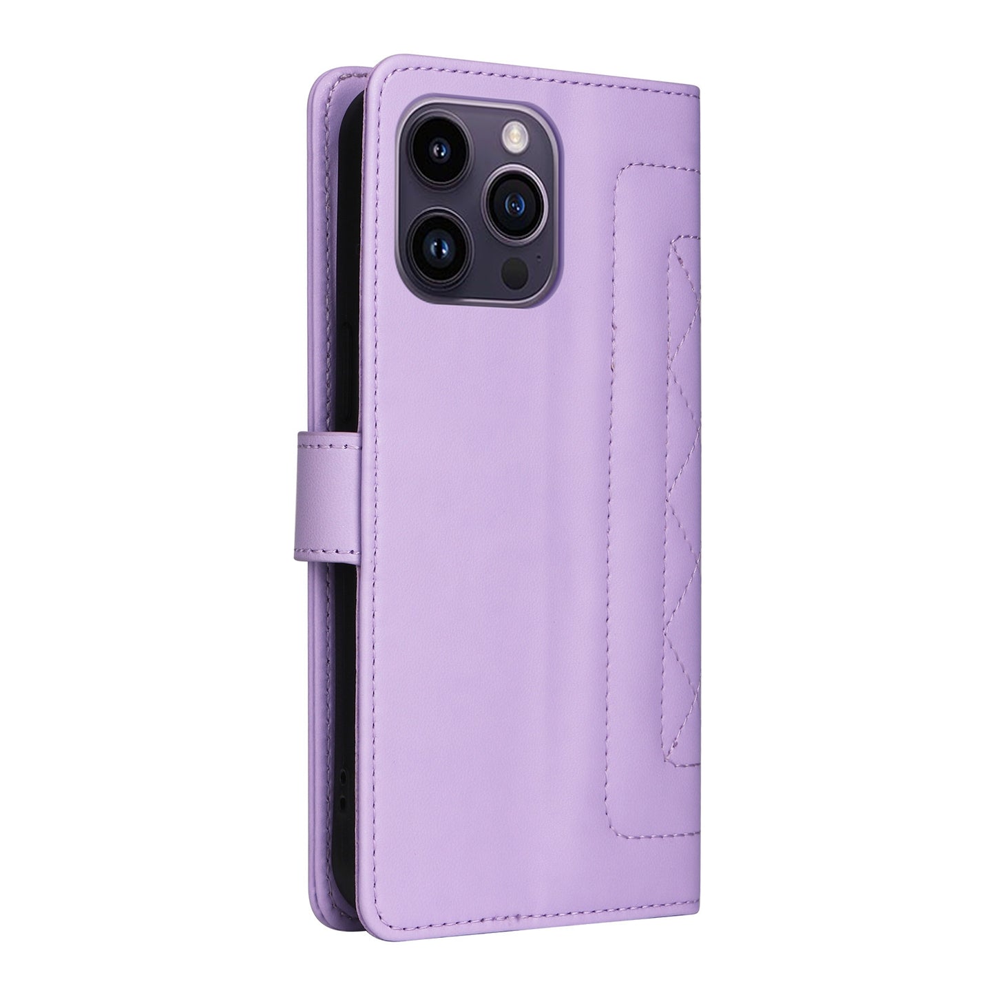 iPhone 14 Pro Max Diamond Lattice Leather Flip Phone Case - Durable and Convenient Holder with Precision Cutouts