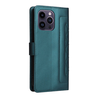 iPhone 14 Pro Max Diamond Lattice Leather Flip Phone Case - Durable and Convenient Holder with Precision Cutouts