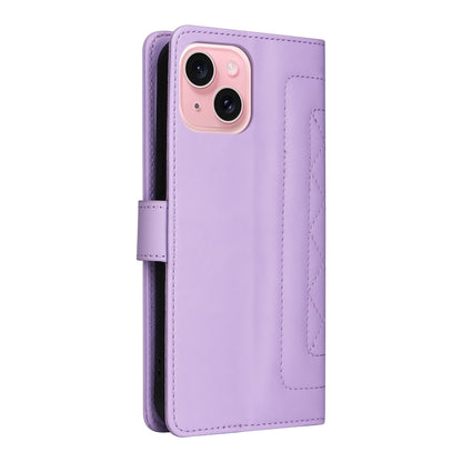 iPhone 15 Diamond Lattice Leather Flip Phone Case - Durable and Convenient Holder with Precision Cutouts
