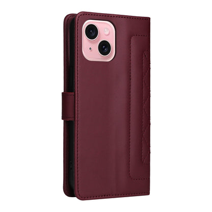 iPhone 15 Diamond Lattice Leather Flip Phone Case - Durable and Convenient Holder with Precision Cutouts