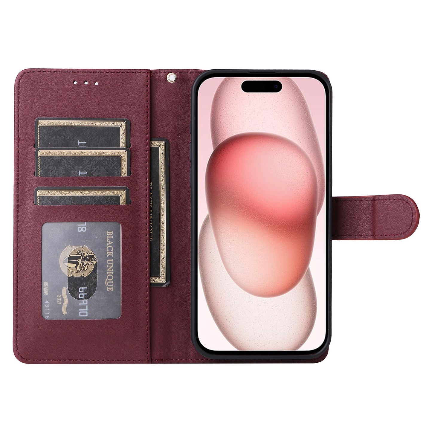 iPhone 15 Diamond Lattice Leather Flip Phone Case - Durable and Convenient Holder with Precision Cutouts