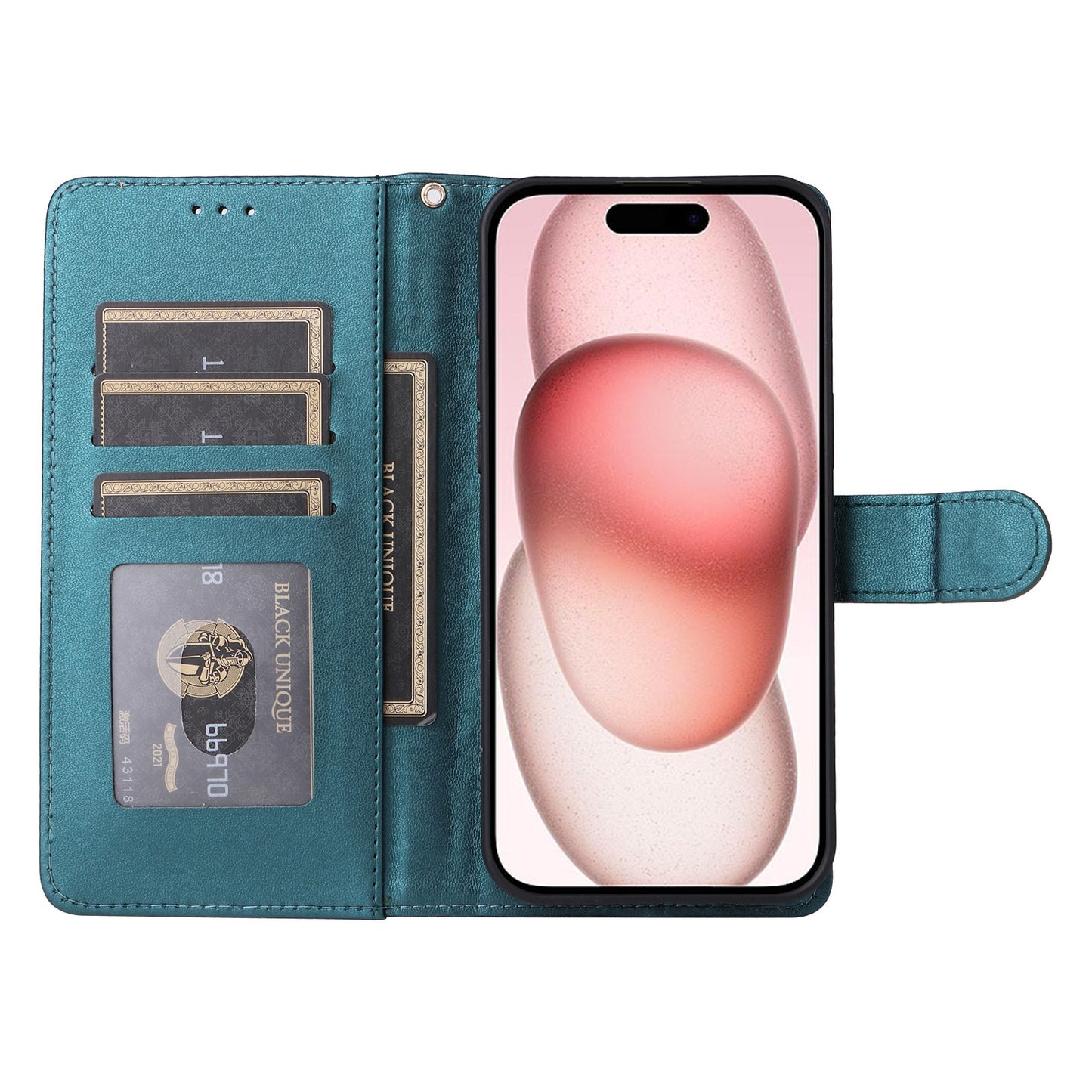 iPhone 15 Diamond Lattice Leather Flip Phone Case - Durable and Convenient Holder with Precision Cutouts