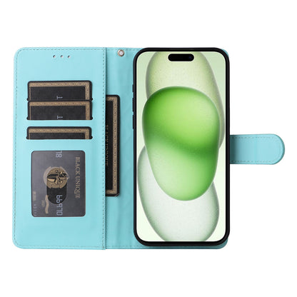 iPhone 15 Plus Diamond Lattice Leather Flip Phone Case - Durable and Convenient Holder with Precision Cutouts