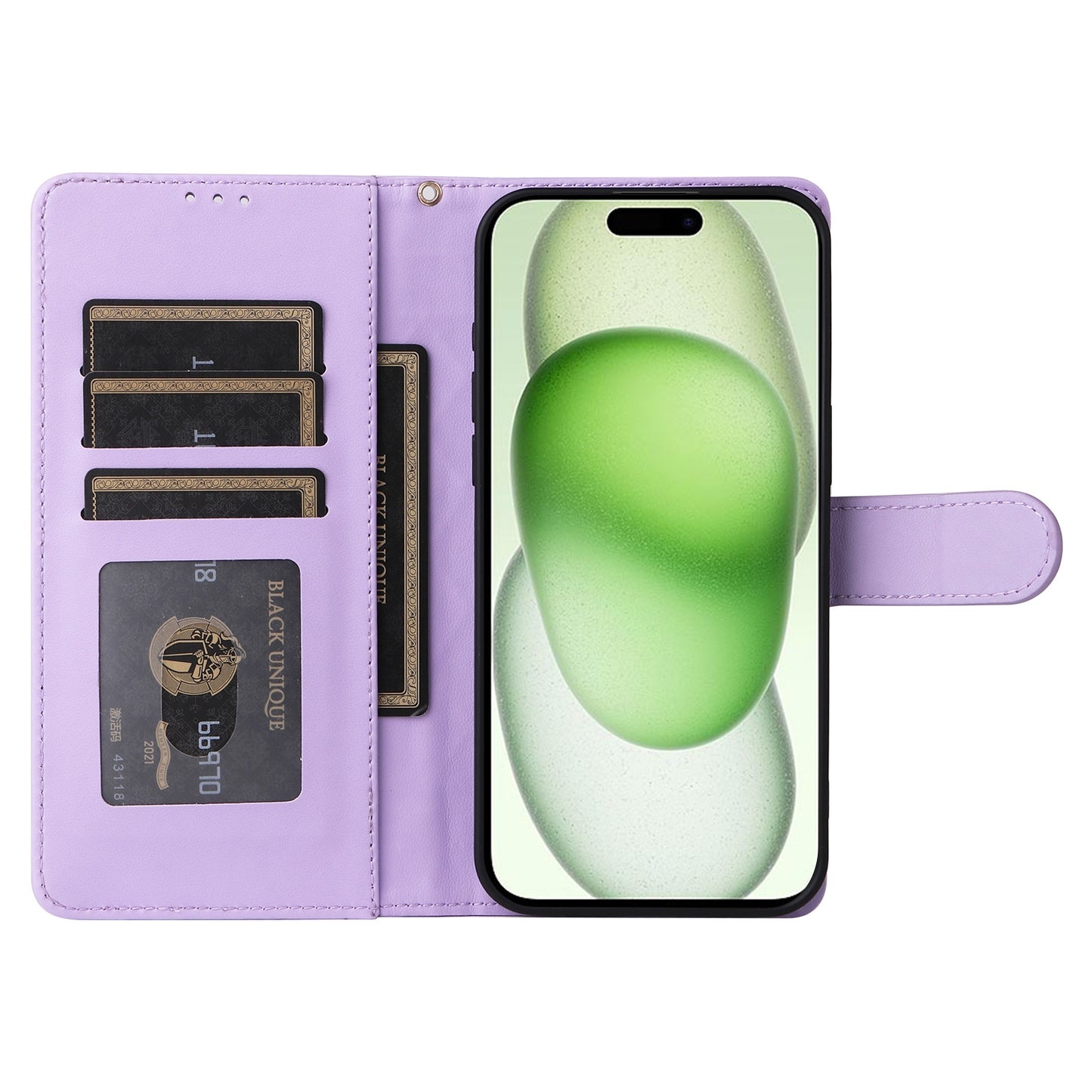 iPhone 15 Plus Diamond Lattice Leather Flip Phone Case - Durable and Convenient Holder with Precision Cutouts