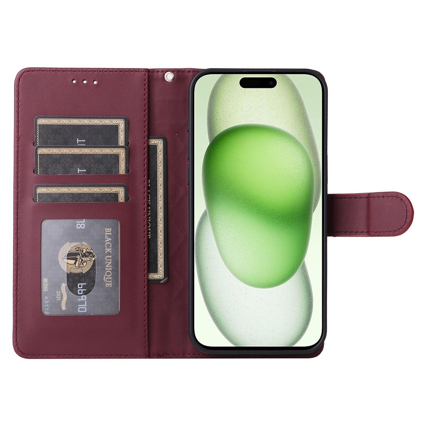 iPhone 15 Plus Diamond Lattice Leather Flip Phone Case - Durable and Convenient Holder with Precision Cutouts