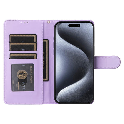 iPhone 15 Pro Diamond Lattice Leather Flip Phone Case - Durable and Convenient Holder with Precision Cutouts