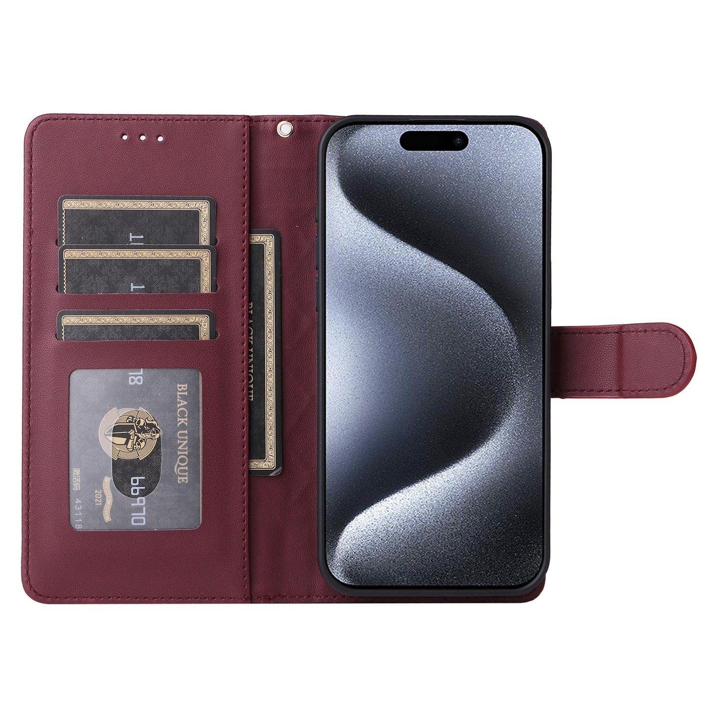 iPhone 15 Pro Diamond Lattice Leather Flip Phone Case - Durable and Convenient Holder with Precision Cutouts