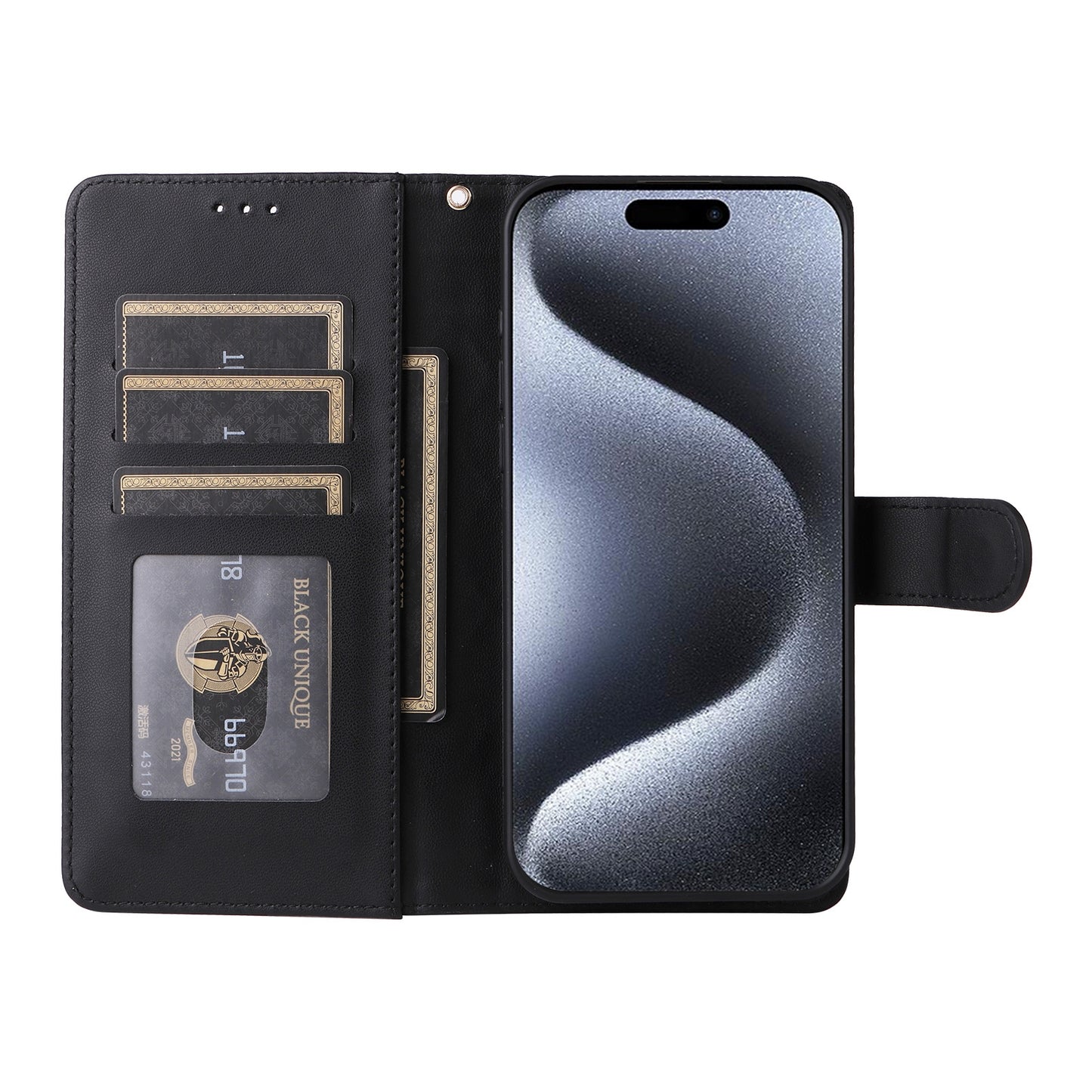 iPhone 15 Pro Diamond Lattice Leather Flip Phone Case - Durable and Convenient Holder with Precision Cutouts