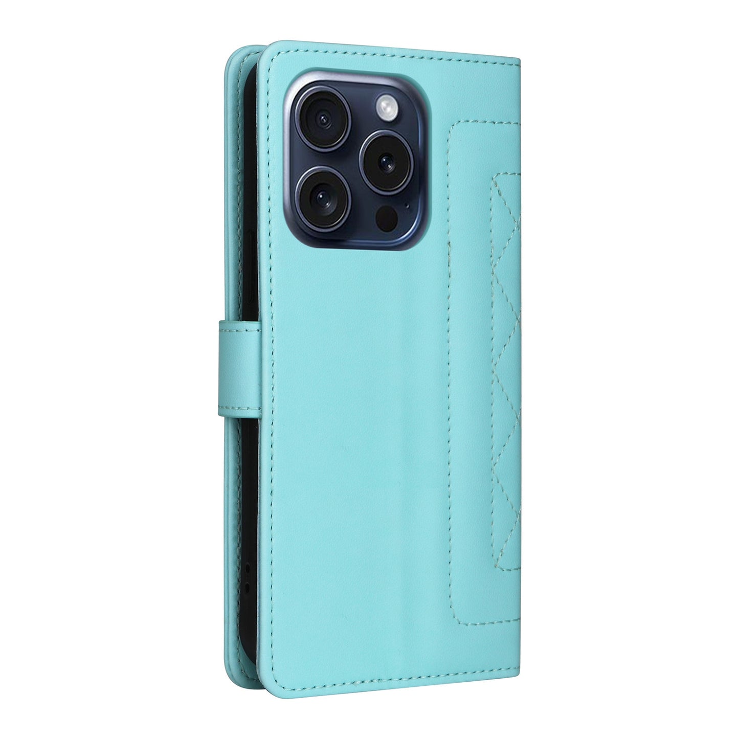 iPhone 15 Pro Max Diamond Lattice Leather Flip Phone Case - Durable and Convenient Holder with Precision Cutouts