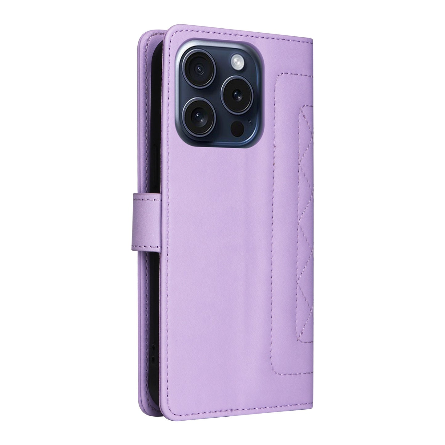 iPhone 15 Pro Max Diamond Lattice Leather Flip Phone Case - Durable and Convenient Holder with Precision Cutouts