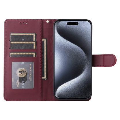 iPhone 15 Pro Max Diamond Lattice Leather Flip Phone Case - Durable and Convenient Holder with Precision Cutouts