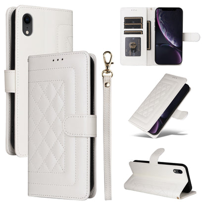 iPhone XR Diamond Lattice Leather Flip Phone Case - Durable and Convenient Holder with Precision Cutouts