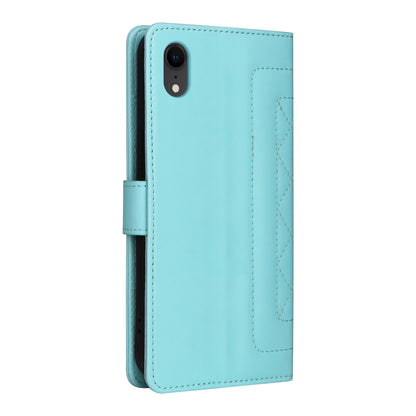 iPhone XR Diamond Lattice Leather Flip Phone Case - Durable and Convenient Holder with Precision Cutouts
