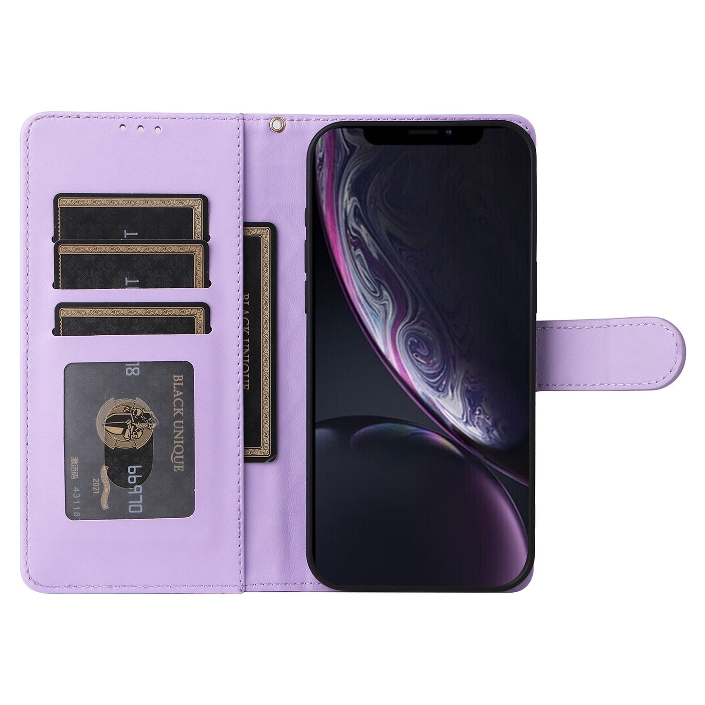 iPhone XR Diamond Lattice Leather Flip Phone Case - Durable and Convenient Holder with Precision Cutouts