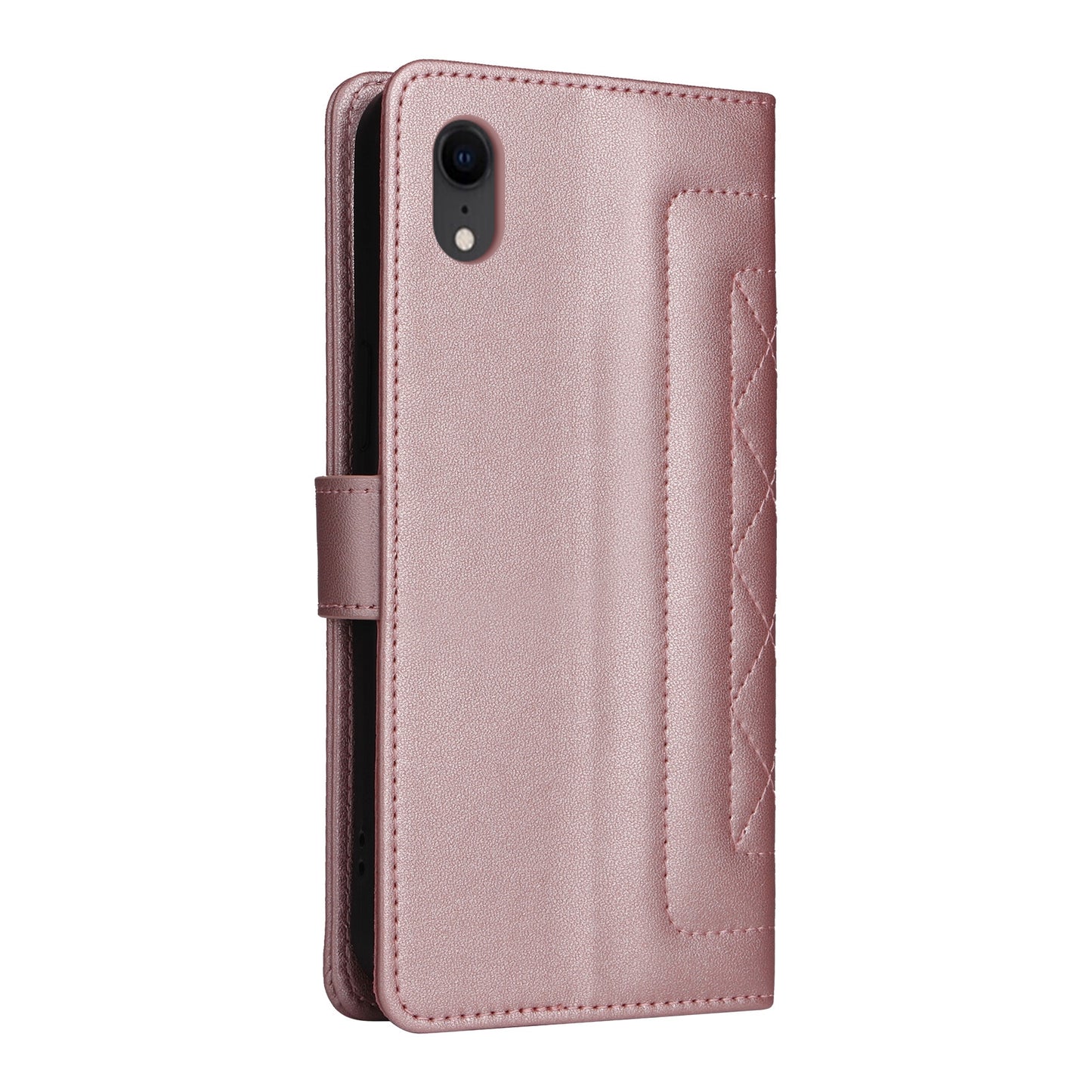 iPhone XR Diamond Lattice Leather Flip Phone Case - Durable and Convenient Holder with Precision Cutouts