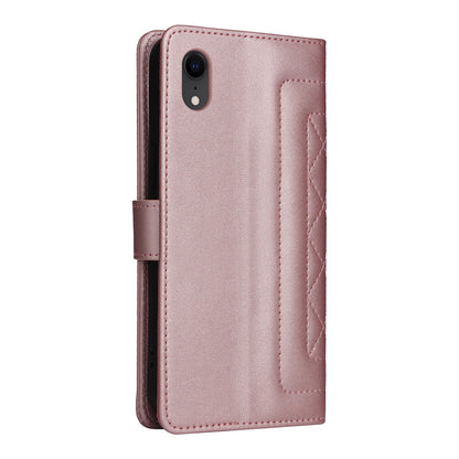 iPhone XR Diamond Lattice Leather Flip Phone Case - Durable and Convenient Holder with Precision Cutouts