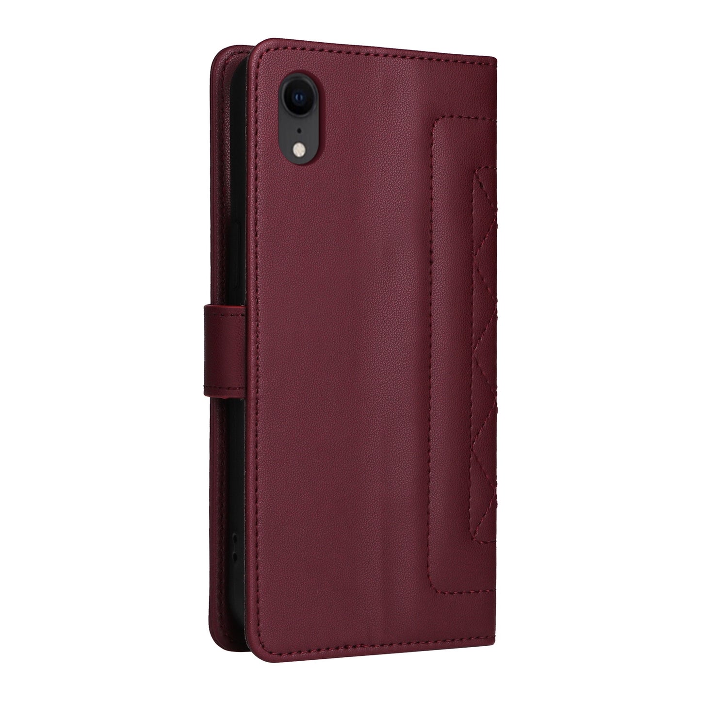 iPhone XR Diamond Lattice Leather Flip Phone Case - Durable and Convenient Holder with Precision Cutouts