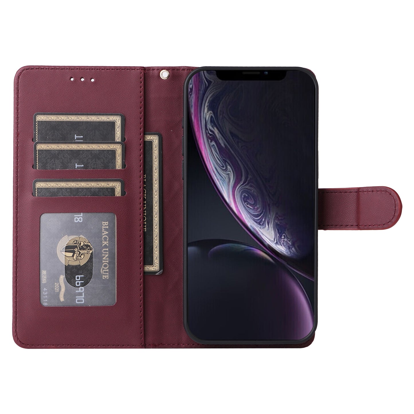 iPhone XR Diamond Lattice Leather Flip Phone Case - Durable and Convenient Holder with Precision Cutouts