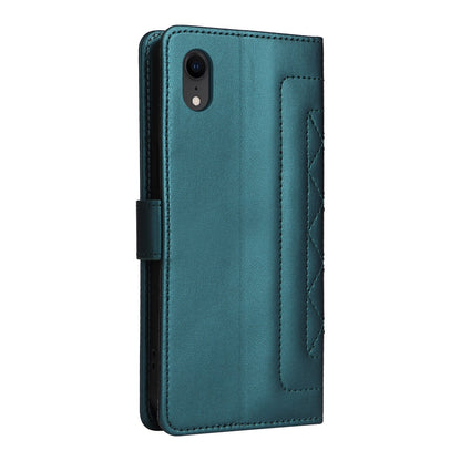 iPhone XR Diamond Lattice Leather Flip Phone Case - Durable and Convenient Holder with Precision Cutouts