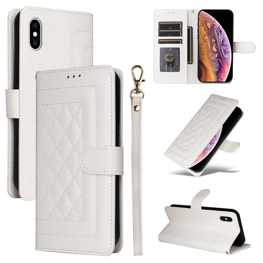 iPhone XS / X Diamond Lattice Leather Flip Phone Case - Durable and Convenient Holder with Precision Cutouts