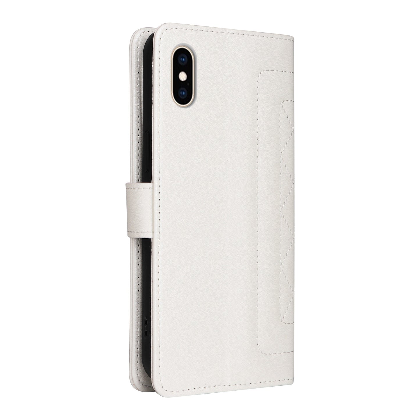 iPhone XS / X Diamond Lattice Leather Flip Phone Case - Durable and Convenient Holder with Precision Cutouts