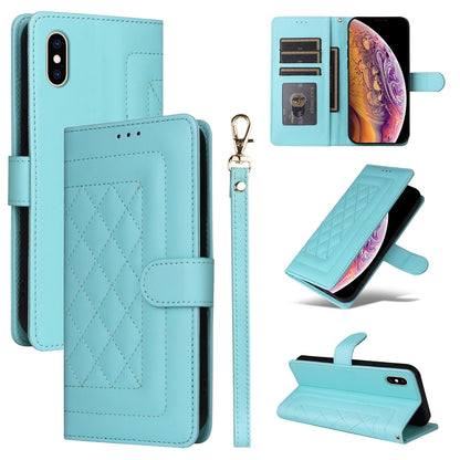 iPhone XS / X Diamond Lattice Leather Flip Phone Case - Durable and Convenient Holder with Precision Cutouts