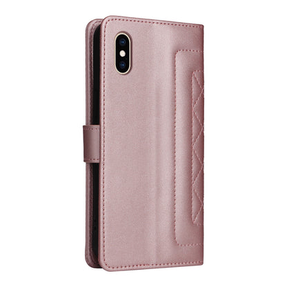 iPhone XS / X Diamond Lattice Leather Flip Phone Case - Durable and Convenient Holder with Precision Cutouts