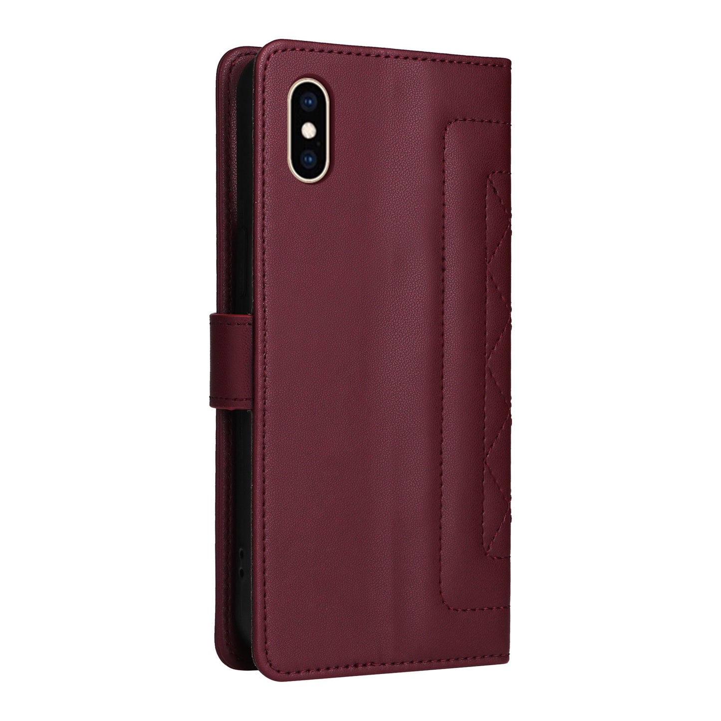 iPhone XS / X Diamond Lattice Leather Flip Phone Case - Durable and Convenient Holder with Precision Cutouts