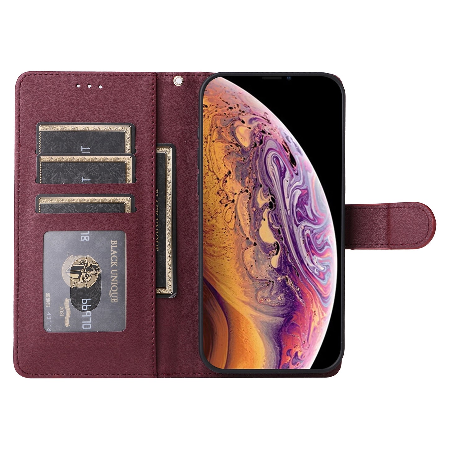 iPhone XS / X Diamond Lattice Leather Flip Phone Case - Durable and Convenient Holder with Precision Cutouts