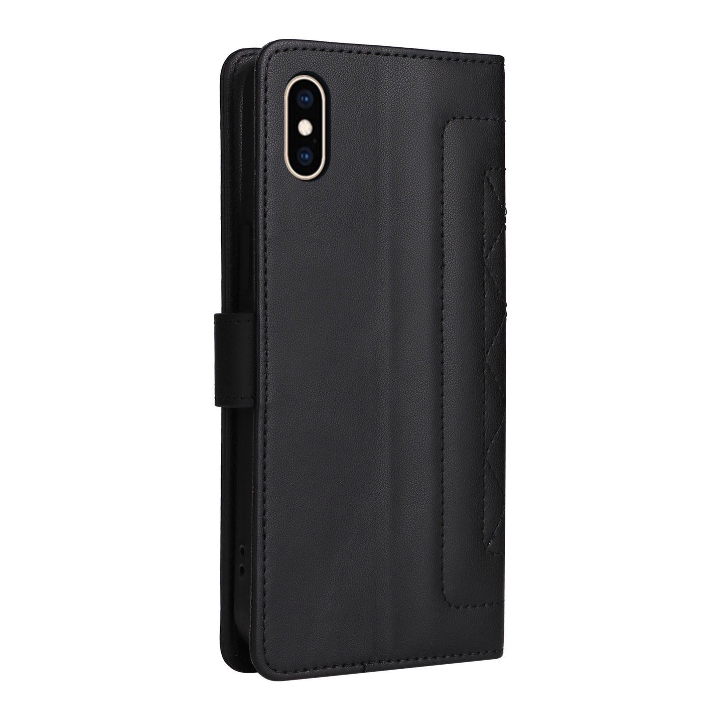 iPhone XS / X Diamond Lattice Leather Flip Phone Case - Durable and Convenient Holder with Precision Cutouts