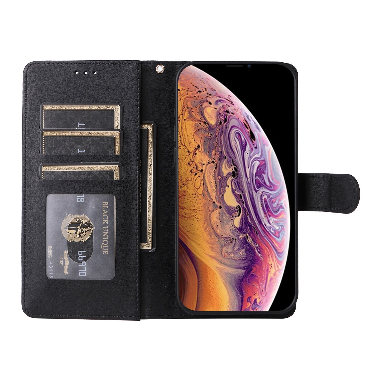 iPhone XS / X Diamond Lattice Leather Flip Phone Case - Durable and Convenient Holder with Precision Cutouts