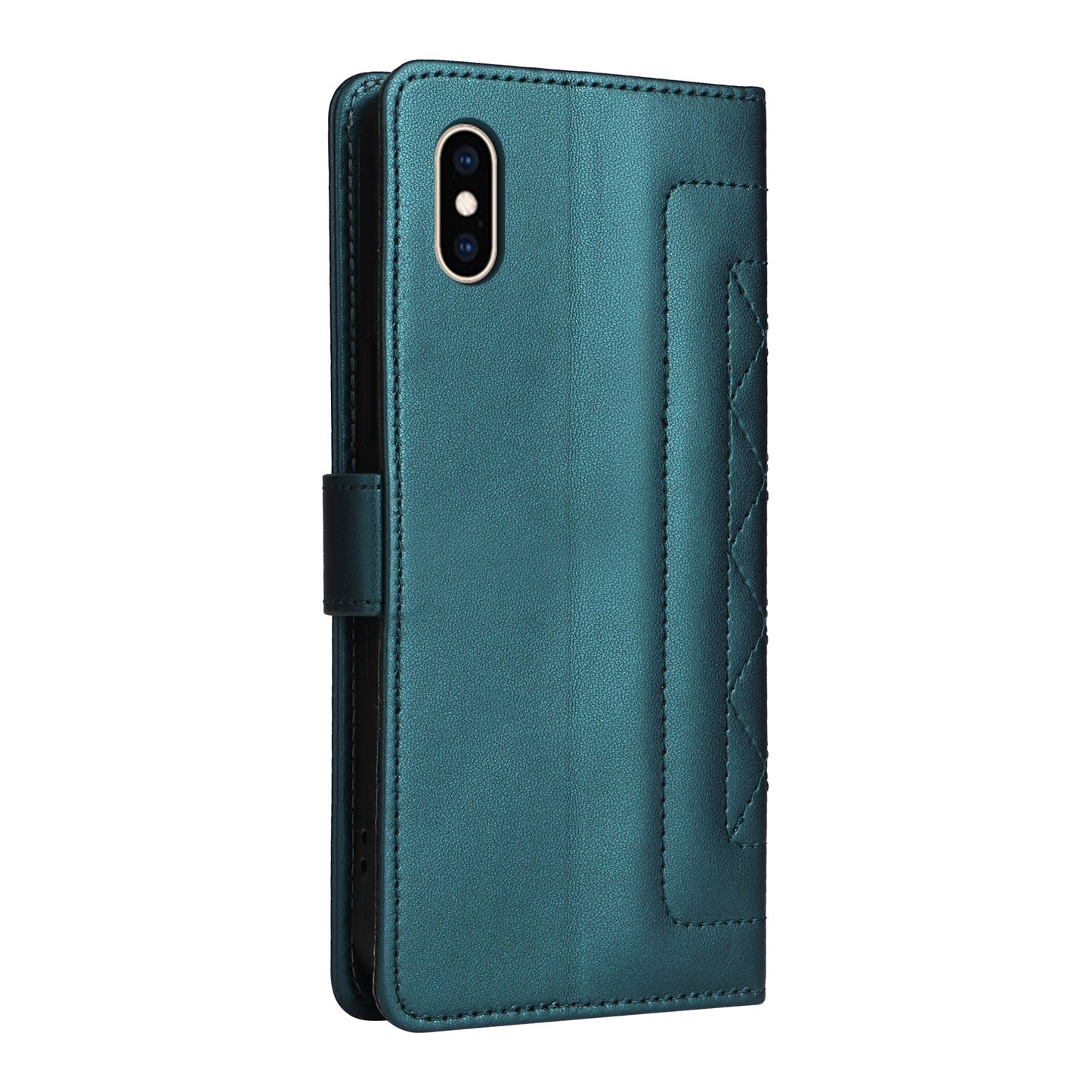 iPhone XS / X Diamond Lattice Leather Flip Phone Case - Durable and Convenient Holder with Precision Cutouts