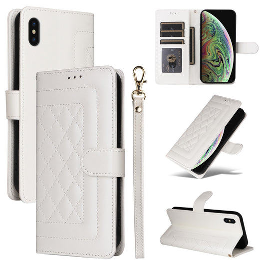 iPhone XS Max Diamond Lattice Leather Flip Phone Case - Durable and Convenient Holder with Precision Cutouts