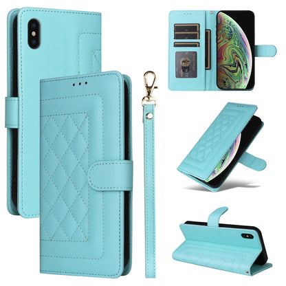 iPhone XS Max Diamond Lattice Leather Flip Phone Case - Durable and Convenient Holder with Precision Cutouts