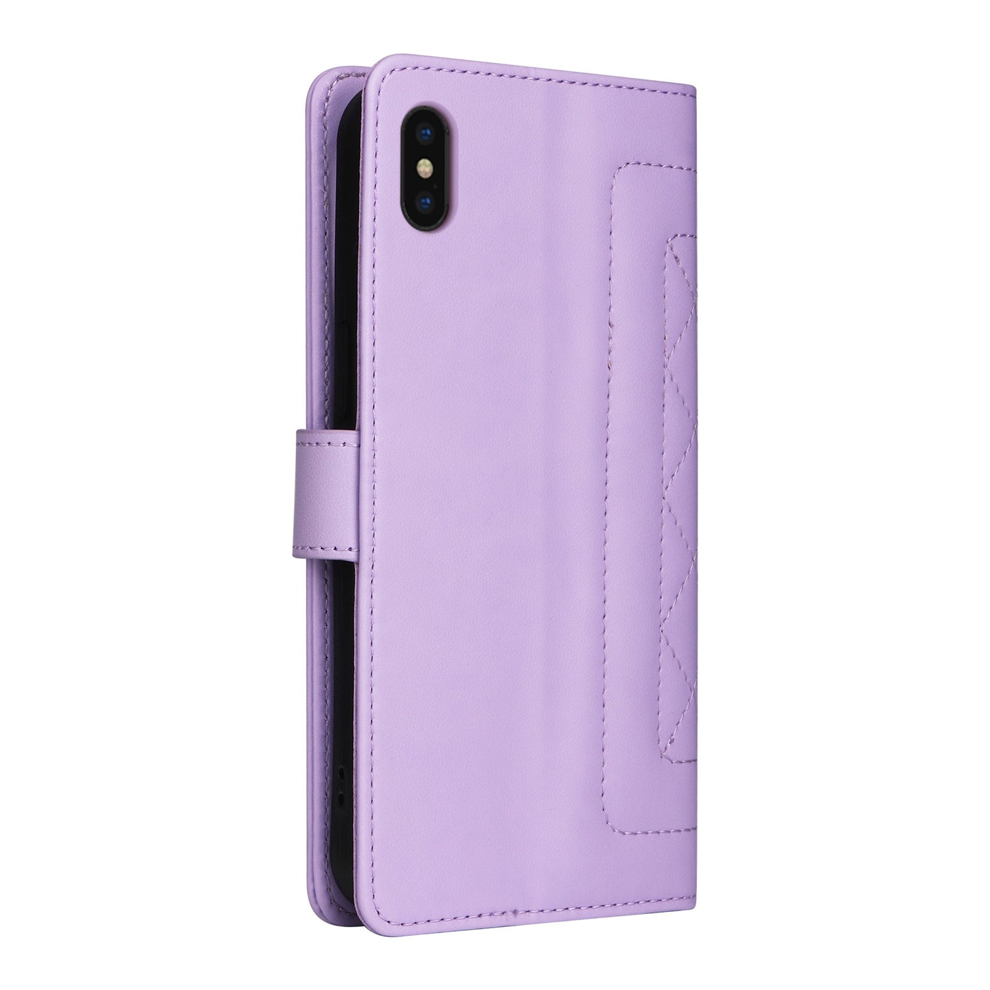 iPhone XS Max Diamond Lattice Leather Flip Phone Case - Durable and Convenient Holder with Precision Cutouts