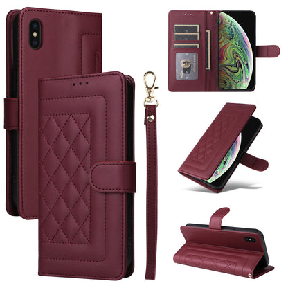 iPhone XS Max Diamond Lattice Leather Flip Phone Case - Durable and Convenient Holder with Precision Cutouts